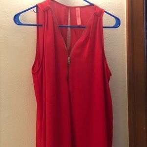 Eight Sixty Red Tank Zippered Front Keyhole Back